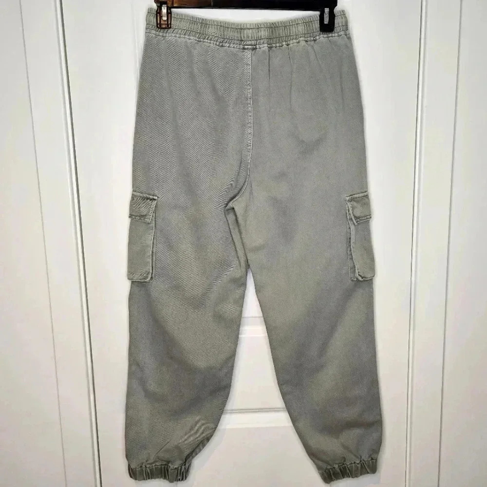 Forever 21 Gray Cargo Joggers Size Large Drawstring Elastic Ankle Pants Skater - Picture 3 of 7